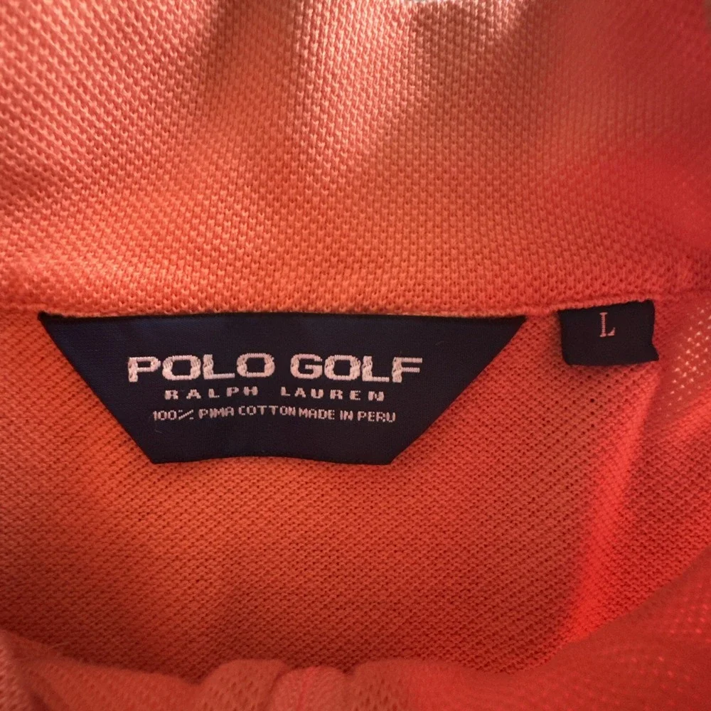 Polo Sports Ralph Lauren 1/4 Zip Polo Shirt Mens Large Orange Medium Waffle-Knit